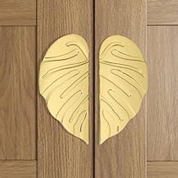 GLOXY Aluminium 6.5 Inch Leaf Shape Door Handles for Main Door Handle Decorative Push & Pull Door Wooden & Glass Door Handles for All The Doors of Houses, Offices, Hotels (Gold Finish, Pack of 2)-image-68
