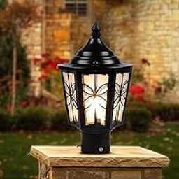 SAH Modern Gate Light Outdoor Waterproof Post Lamp with Flower Design Decorative Fence and Entrance Lighting for Home, Villa, or Garden (Without Bulb)-picture-22