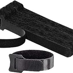 Storite 50 Piece Cable Organizer Hook & Loop Tape-Wire/Cord Holder Management Strap-Reusable Hook & Loop Ties for PC, TV, Desk, WFH Accessories (6 inch,Black)-11