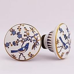 Indian-Shelf 2 Pack White Floral Ceramic Drawer Knobs for Kitchen Cabinet Hardware Door Decorative Dresser Pulls Luxurious Vintage Handles-image-63