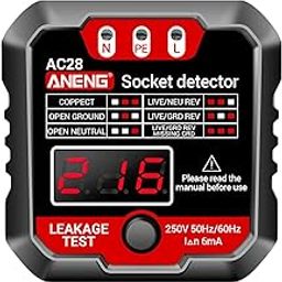 ATORSE™ Outlet Tester Polarity Test Circuit Analyzer Phase Check Sockets Tester Black-image-39
