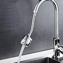 TEKCOOL Sink Faucet Sprayer Attachment 360 Rotatable Kitchen Tap Head Replacement,Anti-Splash Faucet Nozzle Head with Hose and Universal Connector, 6.5 X 10 X 1 Inch, Silver-image-4