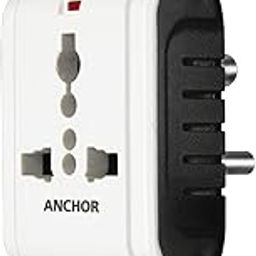 ANCHOR 6A 3 Pin Multi Plug Socket Travel Adapter with Universal Socket, 3 Pin Multi Plug Extension Socket (White)-0