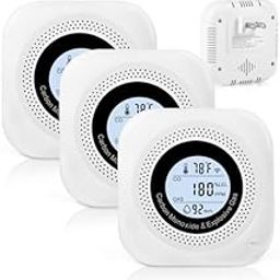 Carbon Monoxide Detectors, 3Pack 4-in-1 Natural Gas Leak Detector, Plug in Wall CO Alarms with AC Socket and Temperature & Humidity Monitoring for RV, Home, Hotel (White)-image-23