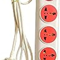 Fabulik Fashion 4 Socket Universal Extension Board with Master Switch | Multi Plug Power Strip with 2.5M White Cable | Spike Guard for Laptop, Home & Office Appliances (Red & White)-17