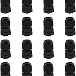 PG7 Nylon Cord Grip Cable Glands with Gasket Nut Securely Seal Consistent Threads Quick Install Adjustable Wire Joint Connectors Black 16 PCS for Water Tight Control Electrical Circuits Boxes-19