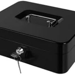 Navaliya Cash Box Metal Cash Box with Money Tray and Lock,Money Box with Cash Tray Metal Money Safe Box XL (25 * 20 * 9 CM)-12