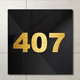RL DIGITAL UNITS Room Number 407| Black with Gold Acrylic Number Plate | Easy installation type double sided tape fixed on backside-image-49
