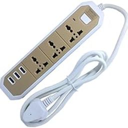 Aqplus Extension Board with USB Port- Universal Sockets and 3 USB Charging Ports Multi Plug Use with Indicator, 2500W Heavy Duty Cable, 240 Volts (1.8 Meter Cable with Overload Protector)-7