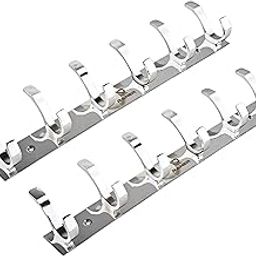 RANER Stainless Steel Cloth Hanger for Wall – 6 Pin Door Hangers for Clothes & Wall Hangers for Clothes Hanging – Heavy Duty Hooks Rail for Bathroom, Keys, Towel (Silver, Pack of 2)-16