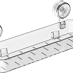 UJEAVETTE Removable Suction Cup Shower Shelf Fashion for Shower Rooms Bathroom Toilets Clear-image-8