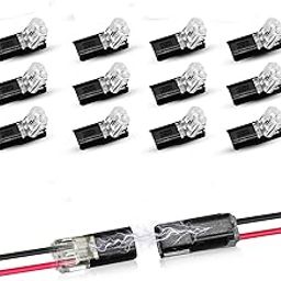 DROPOSALE 2 Pin 2 Way Universal Compact No-Wire-Stripping Toolless Spring Wire Connectors, Quick Splice Universal Wire Wiring Connector Black Color Pack Of 12 (Modern)-15