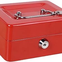 THE STYLE SUTRA Metal Cash Storage Box with Key Lock for Stores, Lockers, Cabinets Versatile Red-11