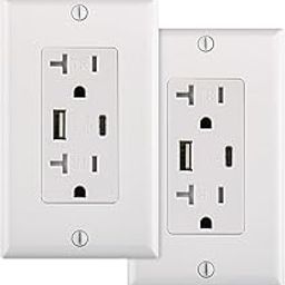 Wengart - USB Outlet Receptacles, 4.2A Charger Outlet with Dual USB Ports, Electric USB Plug, ETL Listed, Wall Plate Included, White (2 Pack_20A, Type-C and Type-A)-image-25