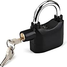 Anti-Theft Alarm Padlock with Built-in Motion Sensor | Loud Siren Lock with 3 Keys | Waterproof Metal Lock for Door, Garage, Cycle, Bike (Black) (Pack of 1)-4