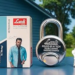 Link Hi-Tech 65mm Round Lock | No.1 Company| Pack of 2 | Stainless Steel Body | Hardened Shackle | 3 Iron Keys with Hi-Tech Nickle |Subhash Store|-image-8