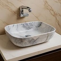 Vivatra Ceramic Tabletop Washbasin – Stylish Countertop Marble Basin for Bathroom & Living Room | Compact Size 18 x 13 cm | Elegant Sink for Wash Area & Vanity Counter (VT-WB-LC01-017)-image-38