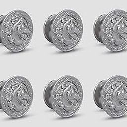 Plantex Horse Face Knobs for Drawer | Kitchen Cabinet Pulls and Handles - Round Drawer Knobs - Pack of 6 (Silver)-image-7