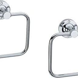 KC Stainless Steel Towel Ring for Bathroom/Wash Basin/Napkin-Towel Hanger/Bathroom Accessories Set of 2 (Square)-image-1