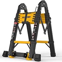 SINMEIRUN 12.5FT Telescoping Ladder A Frame, Aluminum Portable Extension Folding Ladder Meets EN131 Standard, Multi-Purpose Compact Telescopic Ladder for Household or Outdoor Work, 330lbs Max Capacity-image-77