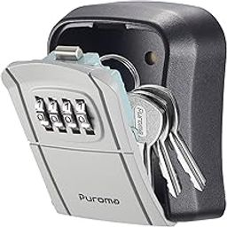 Puroma Key Lock Box Combination Lockbox Wall-Mounted Key Storage Box for House Keys, Resettable Code Safe Security Lock Box for Home, Office, Garage, Apartment Spare Key Storage (1 Pack, Grey)-17