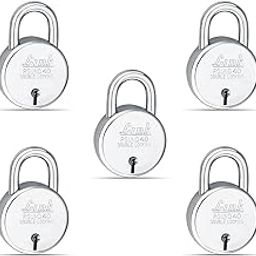 Link New Round 40 MM Silver Steel Lock with 3 Keys | Lock and Keys | Door Lock | Padlock for Home, Office, Shop | Warranty 2 Years (Pack of 5)-5