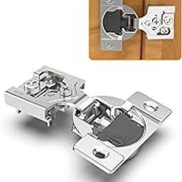 Chibery 50 Pack 3/8" Overlay 4D Soft Close Concealed Hinges for Face Frame Door, Adjustable Closing Speed, Self Close Satin Nickel, 105° Open Angle Concealed Stainless Steel Hinges for Cabinet-67