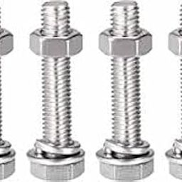 M4 x 40mm (4 cm) Stainless Steel 202 grade hex head bolt,nut & washer - 2 Nos-picture-17