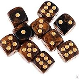 ATORSE Toy 20 Pcs 6-Sided 16mm Resin Table Game Dice Set Golden Black with Golden Pips-Toys & Hobbies-Games-Role Playing Games-Dungeons & Dragons-Accessories & Dice-image-57
