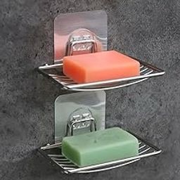 OSLEN Stainless Steel self adresive Soap Dish Holder, No Drilling, Rustproof Stainless Steel, Wall Mounted Soap Holder Soap Tray Bar Soap Sponge Holder for Bathroom (Silver- Pack of 1)-image-96