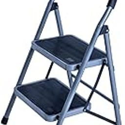 Home-pro Premium 2 Steps Foldable Heavy Duty Maximum Strength mild Steel Ladder with Anti Skid Wide Steps and 150kg Weight Capacity-image-49