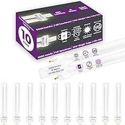 GoodBulb 13 Watts Cfl Bulbs | 2-Pin Gx23 Base, 6500K Full Spectrum | 13W High Wattage, 800 Lumens | Compact Single Tube Fluorescent Bulbs, Plug-In | Pack of 10-image-74
