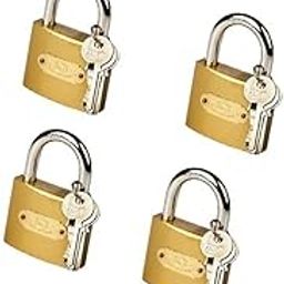 Unikkus Set of 4 Locks, Pressing Lock and Key for Home, Room, Door and Multi-Purpose,Size 50 MM Locks, 3 Keys Padlock-18