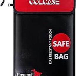 COLCASE Fireproof Document Bag Upgraded 2 Pockets (2000 ℉)15 x 11 Inches Silicone Coated Fireproof and Waterproof Money Bag Fireproof Safe Storage for Money, Documents, Jewelry and Passport Black-picture-24