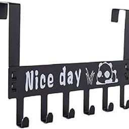 Epsilon Hanger for Clothe Hanging Over The Door Hook Hanger Heavy Duty Bathroom Towel Organizer Rack with 6 Hooks No Drill No Nail Strong Metal Black-picture-17