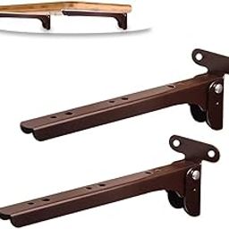 Volo Heavy Duty 9-Inch Foldable Shelf Bracket – Folding Table Bracket with Fittings for Steel Tables, (Color: Cherry) (1 Set)-16