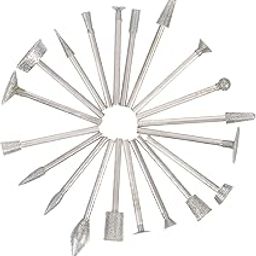 HEALLILY 20Pcs Diamond Burr Set Rotary Grinding Burrs Drill Bits Diamond Coated Stone Carving Engraving Tool for Die Grinder Rotary Tool Wood Working-picture-8