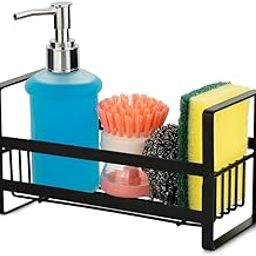 RIOMAX Wall Mounted Self-Adhesive Bathroom Shelf/Kitchen Rack & Holder/Soap Holder/Sponge Holder/Storage Organizer Rack/Sink Organizer (Material- Metal Powder Coated Finish, Black, Pack of 1)-image-93