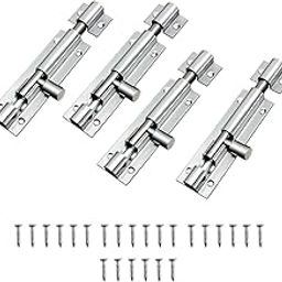 Hyderon Door Fittings | Towerbolt Satin Finish | 4" inch with 96mm SS Rod | Designer Kundi with Big Knob for Better Grip, Chitkani for Bathroom, Cabinet, Wooden Door (Pack of 12)-image-22