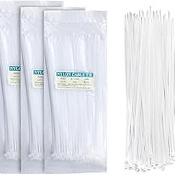 GLUN® Multi-Purpose Cable Zip Ties 3x200mm, 300 Pieces Strong Self-Locking Nylon Wire Ties for Home, Office & Garden-3