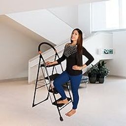 Parasnath Black Colour Heavy Folding Ladder with Wide Steps Milano 4 Steps 4.1 Ft Ladder-picture-23