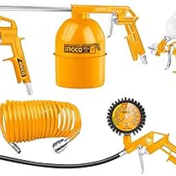 INGCO 5 Pcs air Tools Set, Includes 4m Recoil Hose, Air Washing Gun, Air Spray Gun, Air Tire Inflating Gun, Nitto Type Connector, Suitable for Beauty and Maintenance of Various Cars or Handicrafts-10