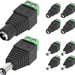 VCE 5 Pairs DC 5.5mm 2.1mm DC Male DC Female Connector DC Power Supply Plug Adapter Power Adapter for CCTV Camera, LED Strip Light-22