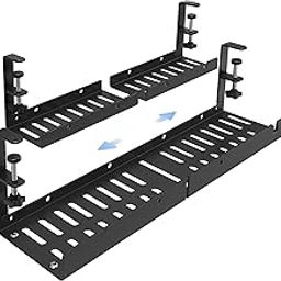 Gadget Wagon Cable Management Tray Organizer Under Desk Extendable for Office and Home No Drill Metal, Black-20