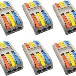Sugalsu Wire Connectors, Compact Lever Wire Nuts Connectors Wire Terminals 3 Into 3 Out Splicing Wire Connector, Color Valve in-Line Connector for Quick Connect 28-12 AWG (SPL-3, 6Pcs)-21