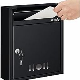 HOMIFLY Wall Mount A4 Size Letter Box/Mail Box/Suggestion Box/Complaint Box for Office/Post Box for Home gate with Clear Window View & Secure Key Lock - (Black)-image-0