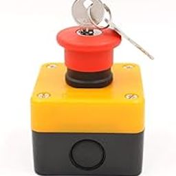 22mm Red Mushroom Emergency Stop Push Button Switch with Key-5