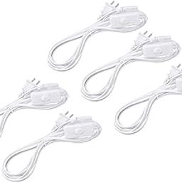 YOKIVE 5 Pcs T5 T8 LED Tube Extension Power Cord with On/Off Switch for Lighting Ideal for Office Home Daily Use (White, 3 Pin, 1.8M)-4