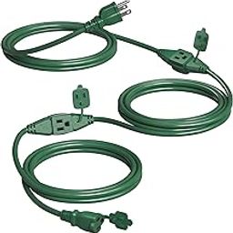 Suraielec 25ft Outdoor Extension Cord with Multiple Outlets 3 Outlet Power Cord 16/3 Gauge SJTW Weatherproof for Landscape Christmas Tree Lights Halloween Holiday Decorations Green-22