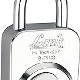 Link® Hi-Tech 57mm Padlock | Stainless Steel Body | Hardened Shackle | 1 Padlock | 3 Silver Keys with Hi-Tech Nickle & Keychain |Made in India-0